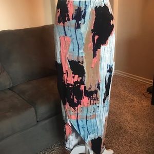 Colorful Long Skirt w/Front Slit By Mossimo